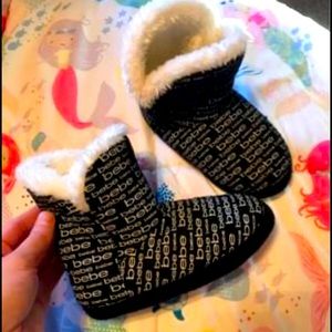 Girls bebe boots/ slippers - plastic bottom